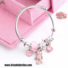 Load image into Gallery viewer, Little Girl’s Pink Charm Bangle
