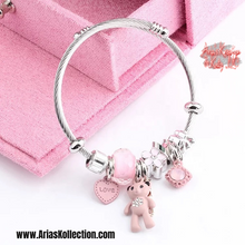 Load image into Gallery viewer, Little Girl’s Pink Charm Bangle
